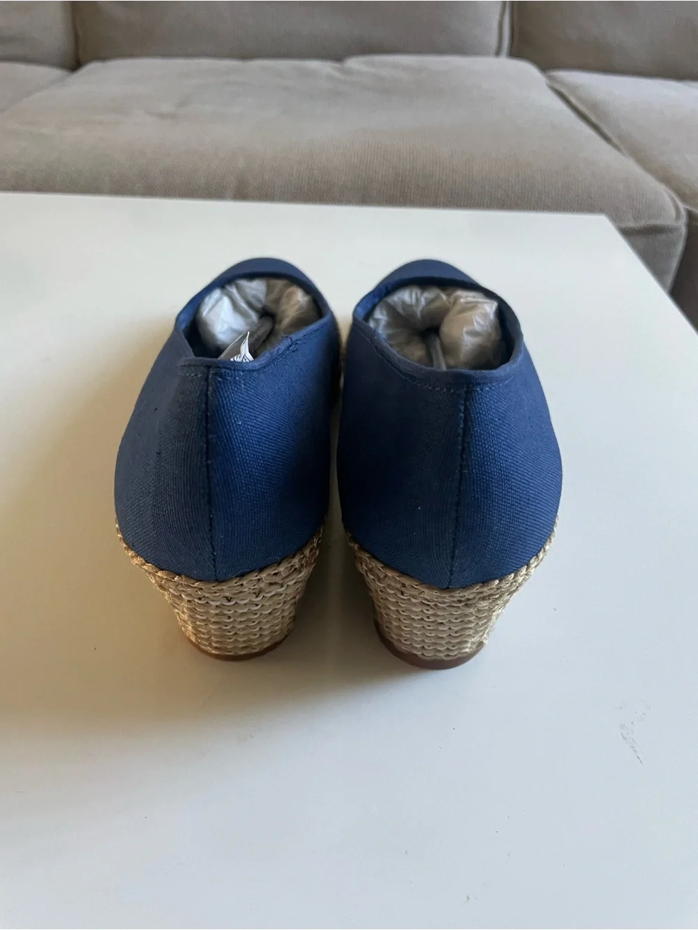 Classic Navy Espadrille Wedge Flats - Women blue new